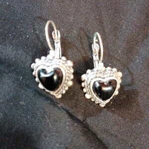 Sterling silver and black onyx earrings